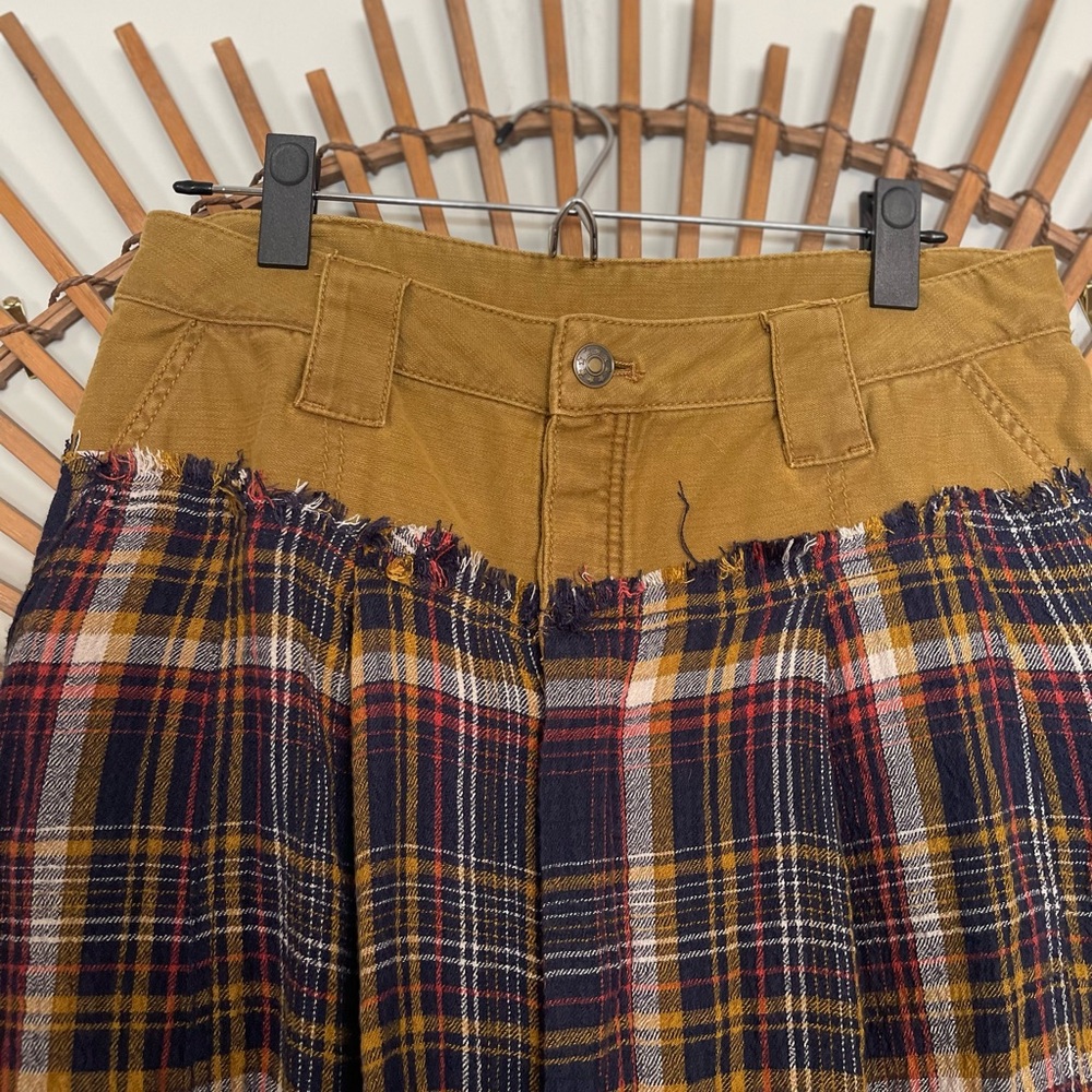 Free People Womenās Avril Plaid Skirt Navy/ Olive Mixed Media Boho Grunge 6 - Picture 5 of 13